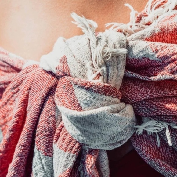 Organic Woven Wrap Towel Blanket Western Bohemian 2 Side Design Clay Pink NEW OS - Picture 11 of 12